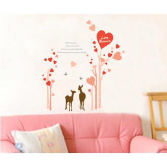  Deer Love Blooms Wall Decals  